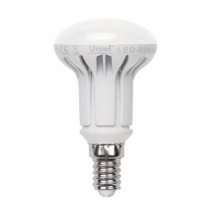 Лампа светодиодная (UL-00000933) E14 6W 3000K рефлектор матовый LED-R50-6W/WW/E14/FR/DIM PLP01WH