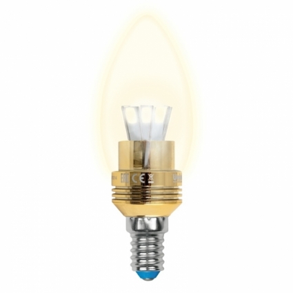 Лампа светодиодная (10057) E14 5W 3000K свеча прозрачная LED-C37P-5W/WW/E14/CL ALC02GD