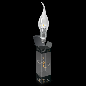 Лампа светодиодная диммируемая E27 5W 2700K свеча на ветру прозрачная HA104202105-D