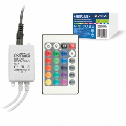 Контроллер для светодиодных лент RGB 12В с пультом ДУ (UL-00001113) Volpe ULC-Q431 RGB BLACK
