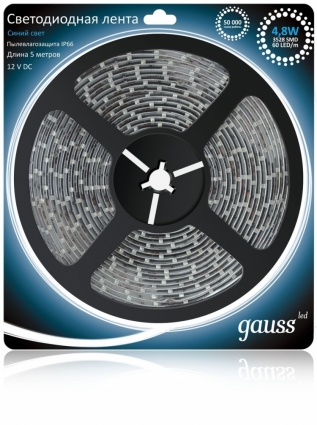 Светодиодная лента Gauss 5M синий 4,8W IP66 EB311000505