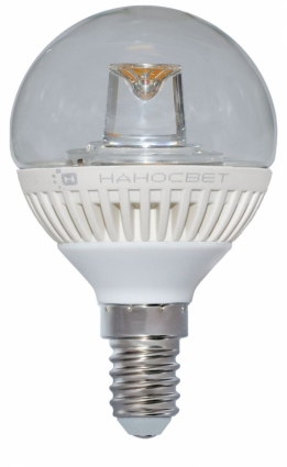 Лампа светодиодная E14 5W 4000K шар прозрачный LC-GCL-5/E14/840 L153