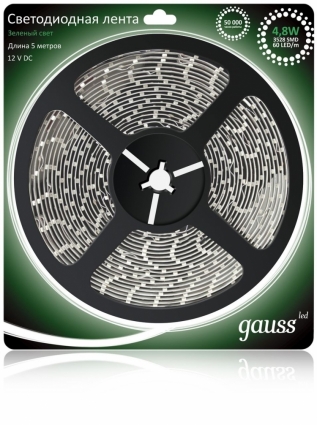 Светодиодная лента Gauss 5M зеленый 4.8W IP20 EB312000605