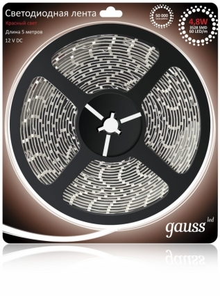 Светодиодная лента Gauss 5M красный 4.8W EB312000705