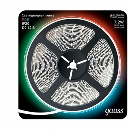 Светодиодная лента Gauss 5M RGB 7,2W IP20 312000407