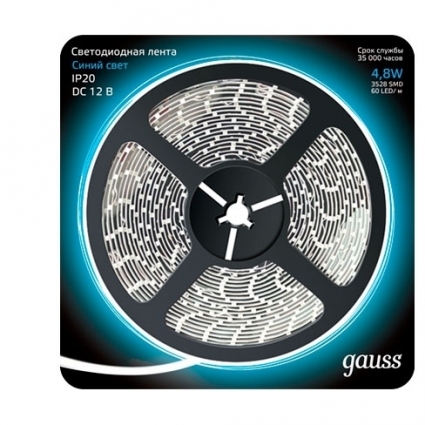 Светодиодная лента Gauss 5M синий 4,8W IP20 312000505