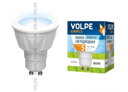 Лампа светодиодная (09907) GU10 5W 3000K JCDR матовая LED-JCDR-5W/WW/GU10/S