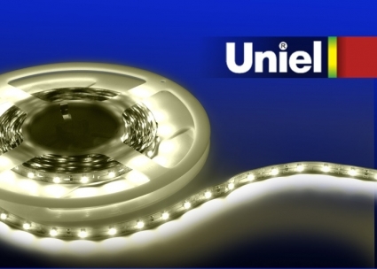 Светодиодная лента Uniel (04903) 5M теплый белый 24W ULS-3528-60LED/m-8mm-IP33-DC12V-4,8W/m-5M-WW