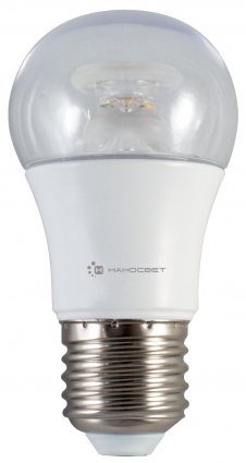 Лампа светодиодная E27 7,5W 2700K груша прозрачная LC-P45CL-7.5/E27/827 L210