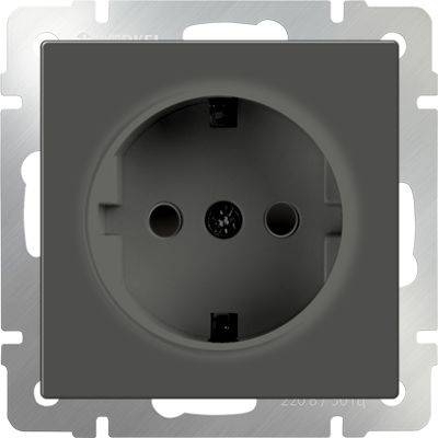Розетка с заземлением и шторками серо-коричневая WL07-SKGS-01-IP44 4690389054068