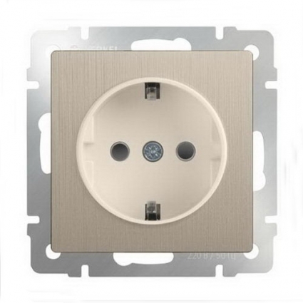 Розетка с заземлением шампань рифленая WL10-SKG-01-IP20 4690389085246
