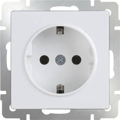 Розетка с заземлением белая WL01-SKG-01-IP20 4690389045615