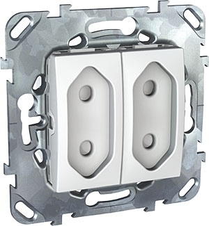Розетка двухмодульная Schneider Electric Unica б/з со шторками 10A 250V MGU5.3131.18ZD