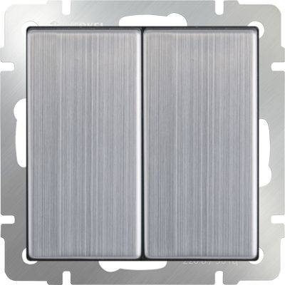 Выключатель двухклавишный проходной глянцевый никель WL02-SW-2G-2W 4690389045769