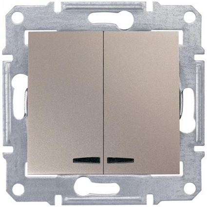 Выключатель двухклавишный с синей подсветкой Schneider Electric Sedna 10A 250V SDN0300368