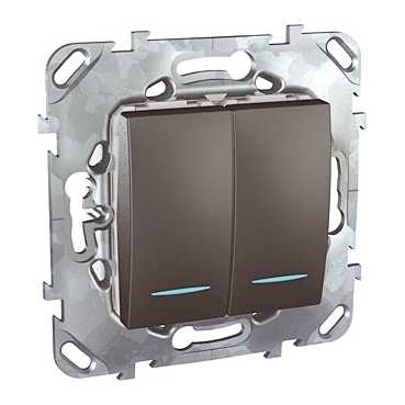 Выключатель двухклавишный с подсветкой Schneider Electric Unica MGU5.0101.12NZD