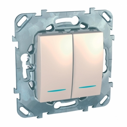 Выключатель двухклавишный с подсветкой Schneider Electric Unica MGU5.0101.25NZD