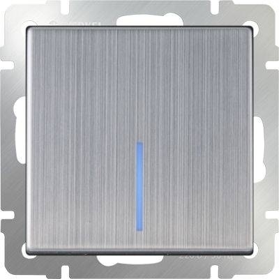 Выключатель одноклавишный с подсветкой глянцевый никель WL02-SW-1G-LED 4690389059216