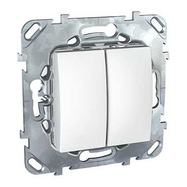 Переключатель двухклавишный Schneider Electric Unica 10AX 250V MGU5.213.18ZD