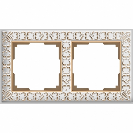 Рамка Antik на 2 поста белое золото WL07-Frame-01 4690389099182