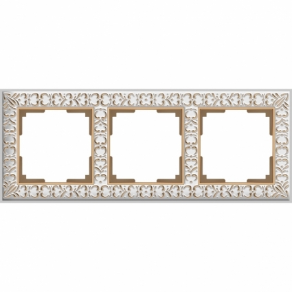Рамка Antik на 3 поста белое золото WL07-Frame-01 4690389099199