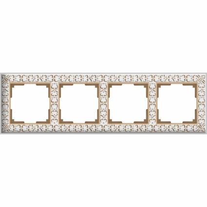 Рамка Antik на 4 поста белое золото WL07-Frame-01 4690389099205
