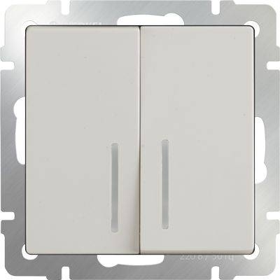 Выключатель двухклавишный с подсветкой слоновая кость WL03-SW-2G-LED-ivory 4690389059285
