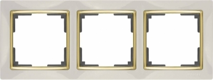 Рамка Snabb на 3 поста слоновая кость/золото WL03-Frame-03-ivory/GD 4690389083907