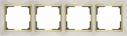 Рамка Snabb на 4 поста слоновая кость/золото WL03-Frame-04-ivory/GD 4690389083914