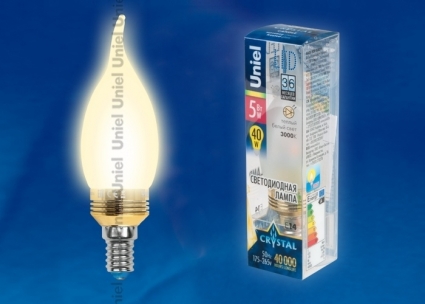 Лампа светодиодная (10060) E14 5W 3000K свеча на ветру матовая LED-CW37P-5W/WW/E14/FR ALC02GD