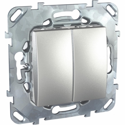 Переключатель двухклавишный Schneider Electric Unica 10AX 250V MGU5.213.30ZD