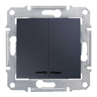 Выключатель двухклавишный с синей подсветкой Schneider Electric Sedna 10A 250V SDN0300370
