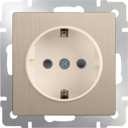 Розетка с заземлением и шторками шампань рифленая WL10-SKGS-01-IP44 4690389085253
