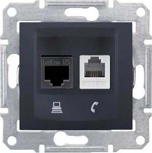 Розетка телефонная RJ-11 и Ethernet RJ-45 Schneider Electric Sedna UTP SDN5100170