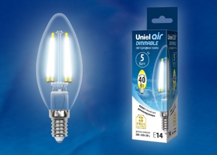 Лампа светодиодная диммируемая (UL-00002862) E14 5W 4000K свеча LED-C35-5W/NW/E14/CL/DIM GLA01TR