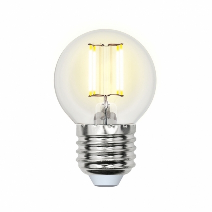 Лампа светодиодная филаментная E27 5W 3000K шар прозрачный LED-G45-5W/WW/E27/CL/MB GLM10TR