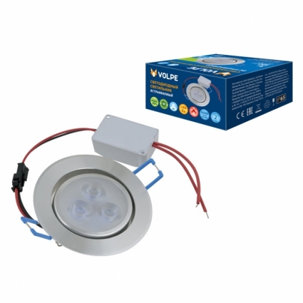 Встраиваемый светодиодный светильник Volpe ULM-Q262 3W/DW IP65 SILVER