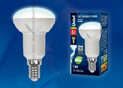 Лампа светодиодная E14 6W 4500K рефлектор матовый LED-R50-6W/NW/E14/FR PLP01WH