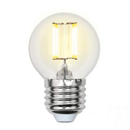 Лампа светодиодная (UL-00002203) E27 6W 3000K шар прозрачный LED-G45-6W/WW/E27/CL GLA01TR