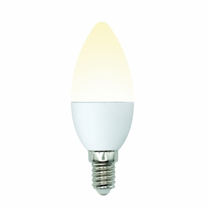 Лампа светодиодная (UL-00002373) E14 6W 3000K свеча матовая LED-C37-6W/WW/E14/FR/MB PLM11WH