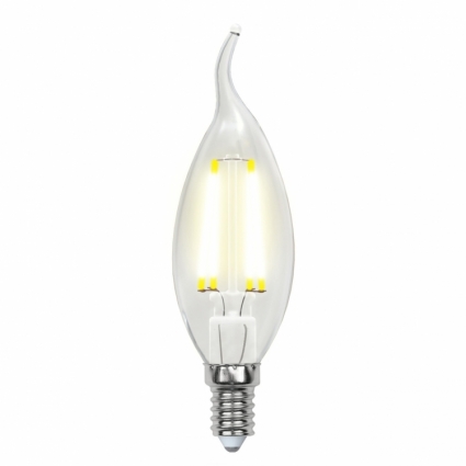 Лампа светодиодная (UL-00002229) E14 6W 4000K свеча прозрачная LED-CW35-6W/NW/E14/CL GLA01TR