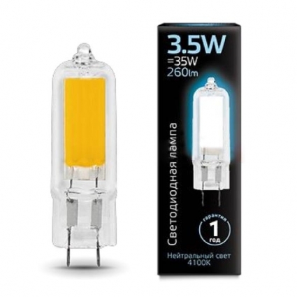 Лампа светодиодная G9 3.5W 4100K колба прозрачная 107807203