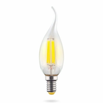 Лампа светодиодная E14 6W 2800К свеча на ветру прозрачная VG10-CW1E14warm6W-F 7017