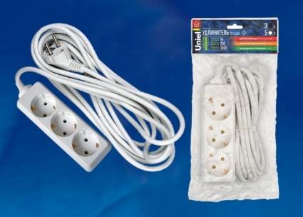 Удлинитель (02892) 3гн х 5м с/з Uniel Standard S-GCD3-5