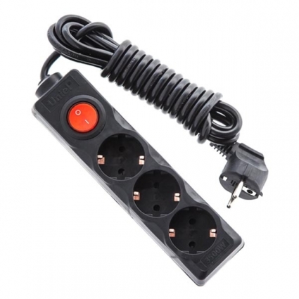 Удлинитель (UL-00003608) 2гн х 3м с/з Uniel Standard S-GCD3-3B Black