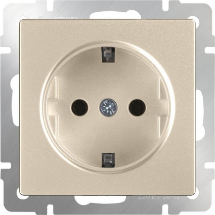 Розетка с заземлением и шторками шампань WL11-SKGS-01-IP44 4690389124563
