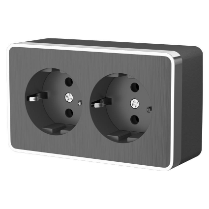 Розетка двойная с заземлением Werkel Gallant графит рифленый WL15-02-03 4690389128240