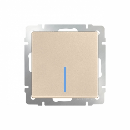 Выключатель одноклавишный проходной с подсветкой шампань WL11-SW-1G-2W-LED 4690389124600
