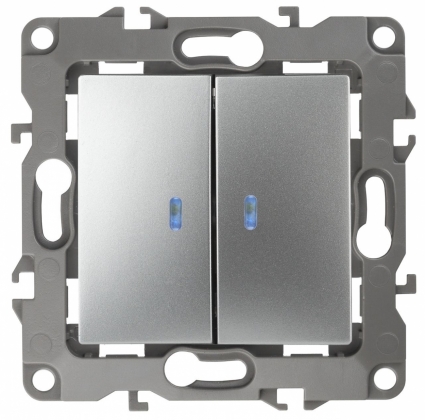 Выключатель двухклавишный с подсветкой ЭРА 12 10AX 250V 12-1105-03