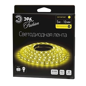 Светодиодная влагозащищенная лента ЭРА 14,4W/m 60LED/m 5050SMD желтый 5M LS5050-60LED-IP65-Y-5m